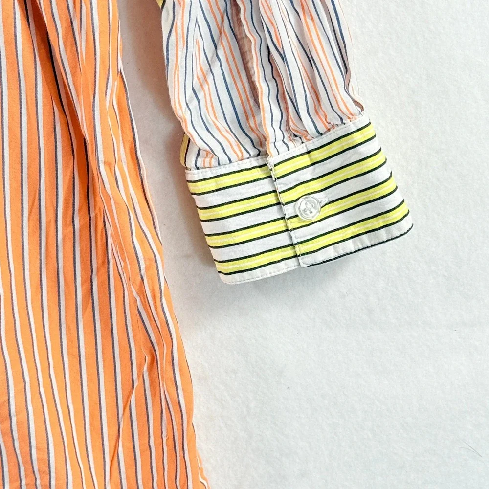 Maeve Striped Tunic Women Medium Multi Mixed Stripe Boho Coastal Top Loose Flowy